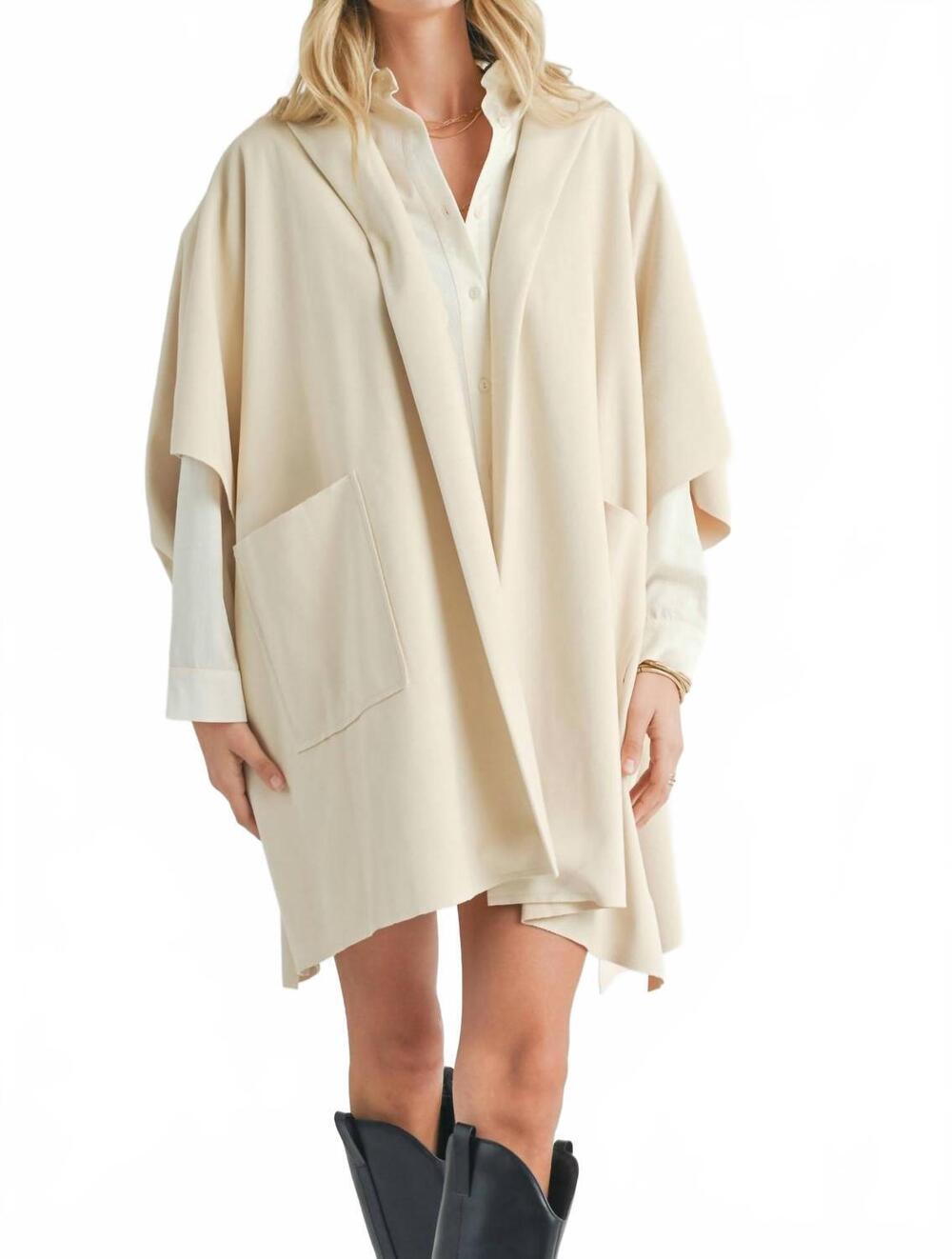 NEW SADIE & SAGE lisha belted poncho in cream
